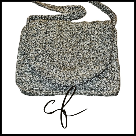 Carrie Forbes Handbags - Carrie Forbes Vintage Crochet Satchel Handbag w/ Strap. Silver